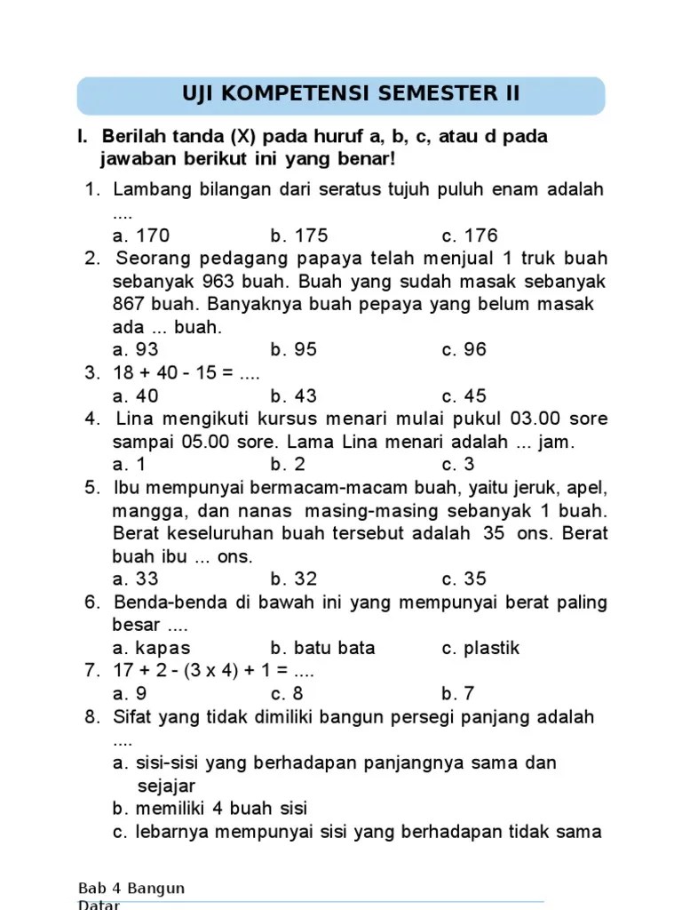 Soal Latihan Mat kelas 2 sd semester 2 (2)