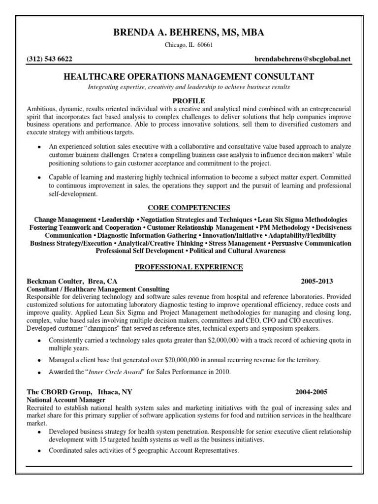 Healthcare Operations Management Consultant in Chicago IL