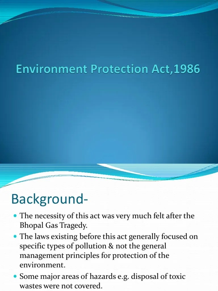 Environment Protection Act,1986 Environmental Impact Assessment