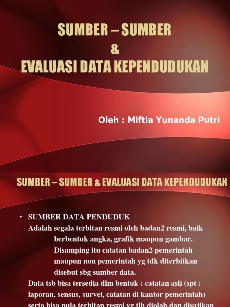 Sumber Sumber & Evaluasi Data Kependudukan PDF