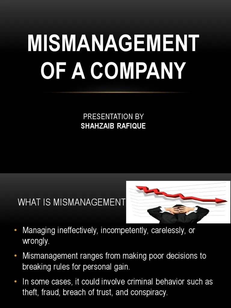 Mismanagement of Company PDF Board Of Directors Government