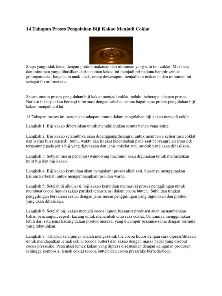 14 Tahapan Proses Pengolahan Biji Kakao Menjadi Coklat