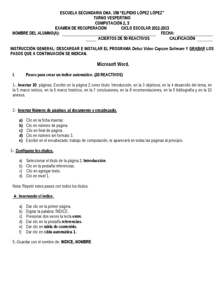 Examen Practico Word Point and Click Microsoft Word