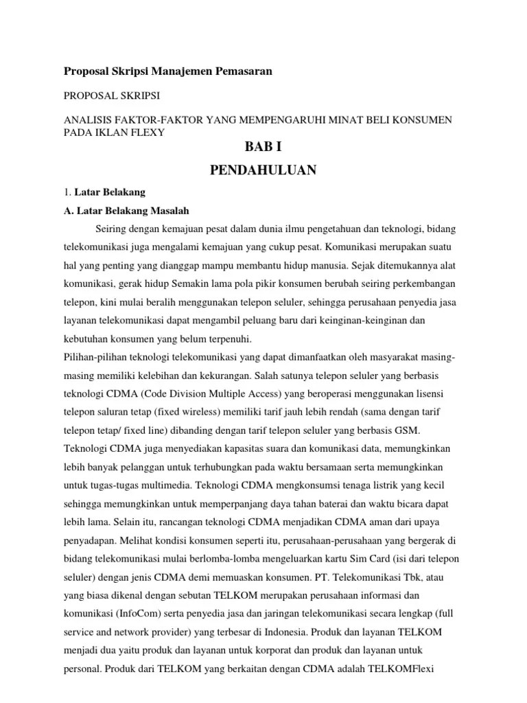 Proposal Skripsi Manajemen Pemasaran | Pdf