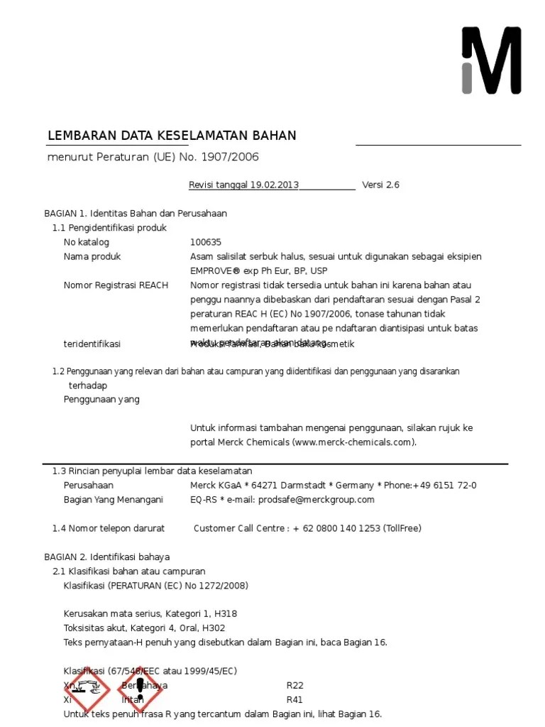 msds asam salisilat