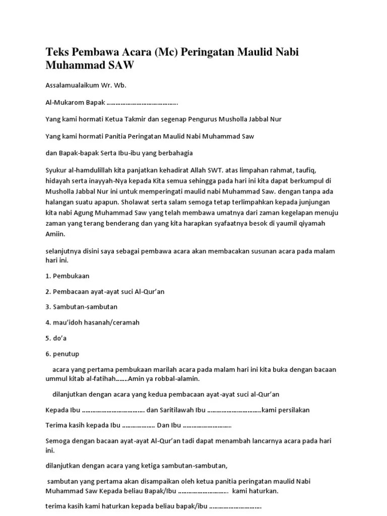 Contoh Teks Pembawa Acara Pengajian | PDF