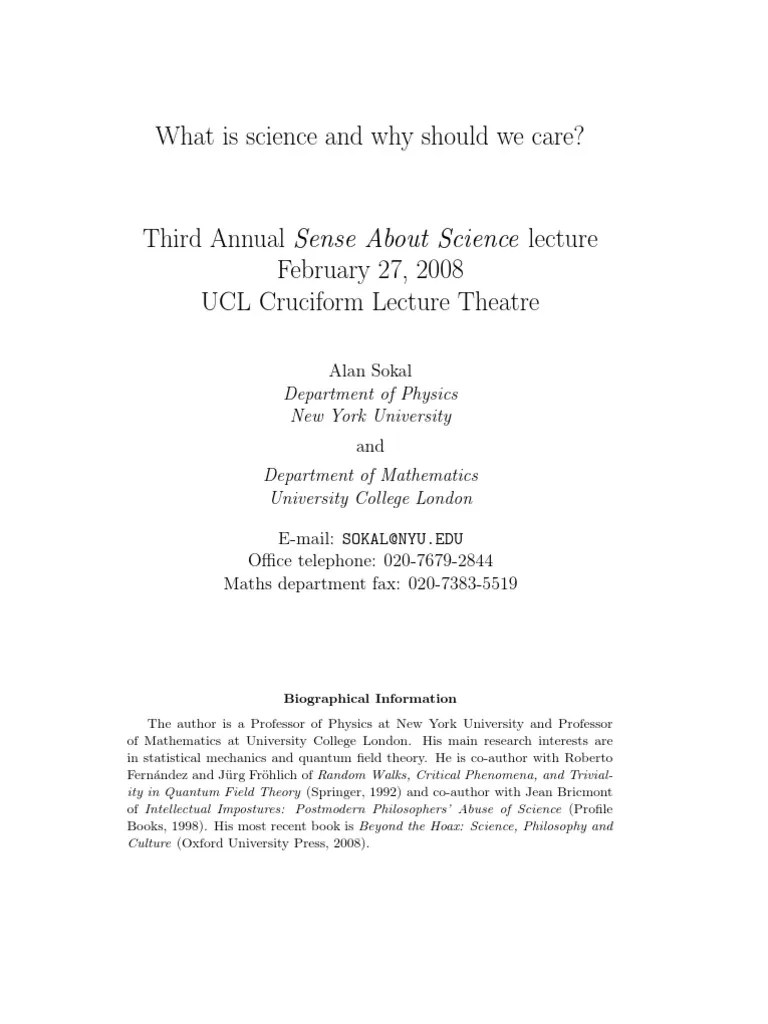 Alan Sokal Lecture 2008 Homeopathy Alternative Medicine