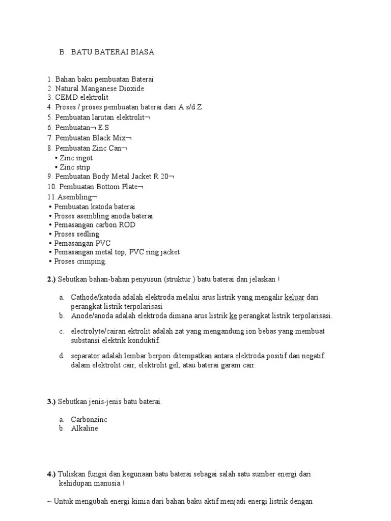 Batu Baterai Biasa | PDF