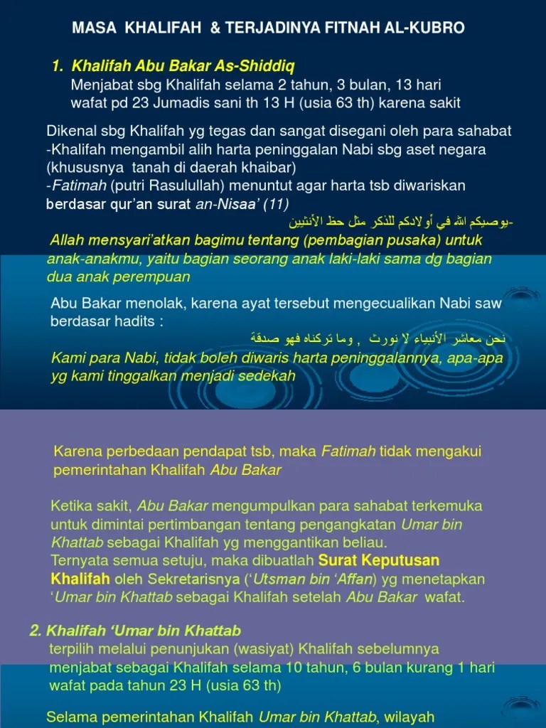 D. Masa Khalifah &amp; Fitnah Al-Kubro | PDF