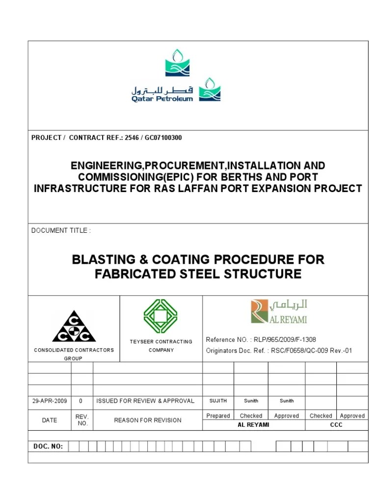 Blasting and Coating Procedure PDF Paint Specification (Technical