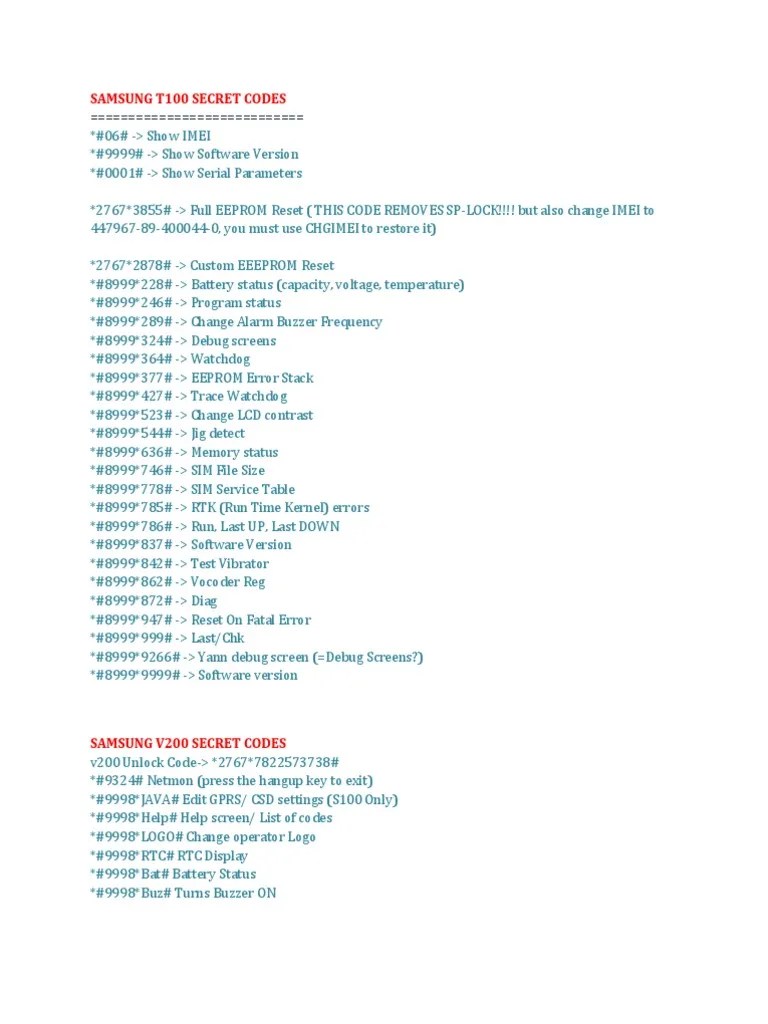 Samsung Codes PDF General Packet Radio Service Electronics