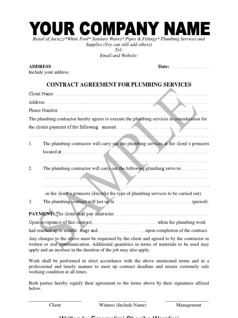 Sample of Plumbing Contract and Material Supply Agreement.pdf