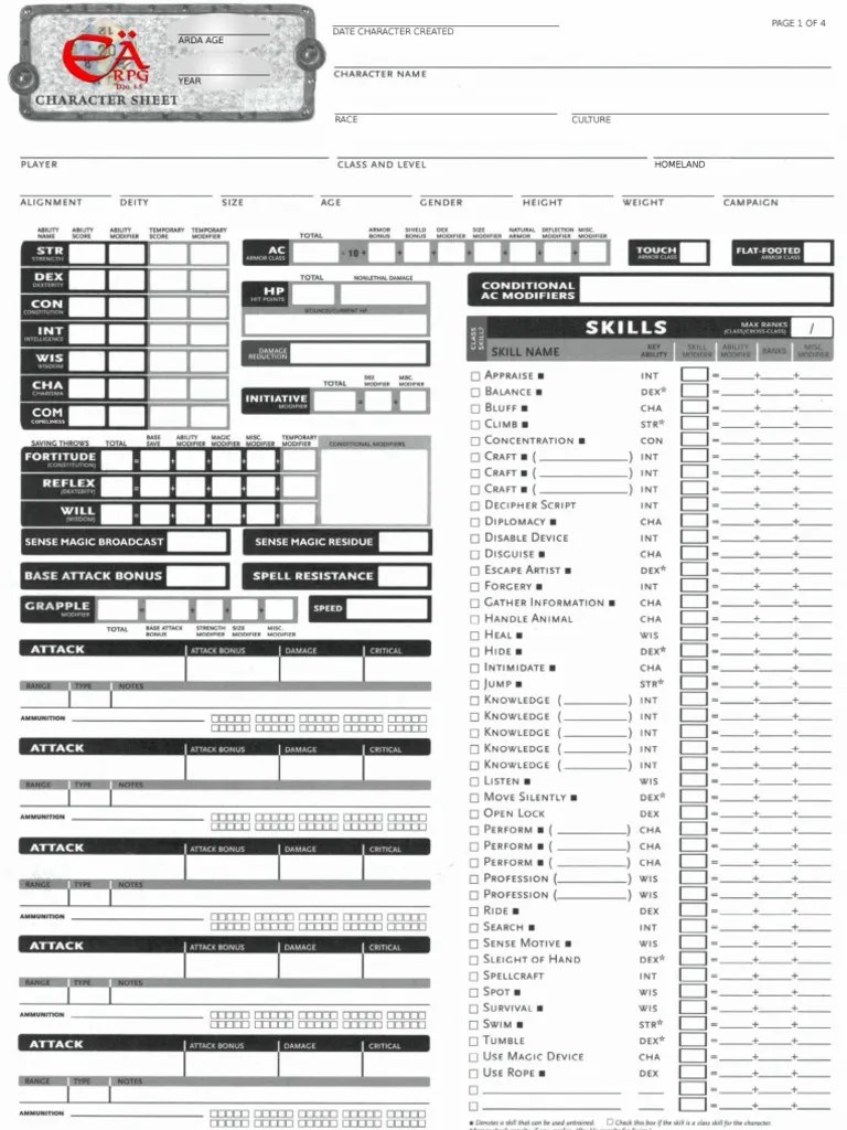 Printable 3.5 D&d Character Sheet Printable Word Searches