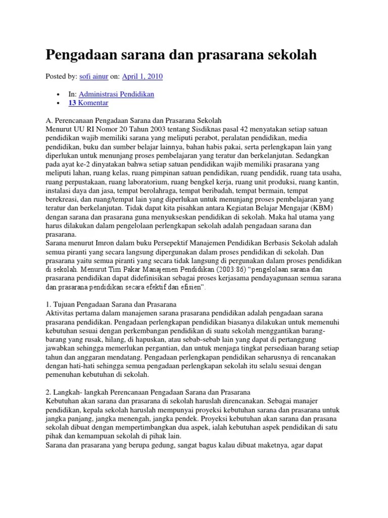 Contoh Proposal Pengajuan Sarana Dan Prasarana Sekolah