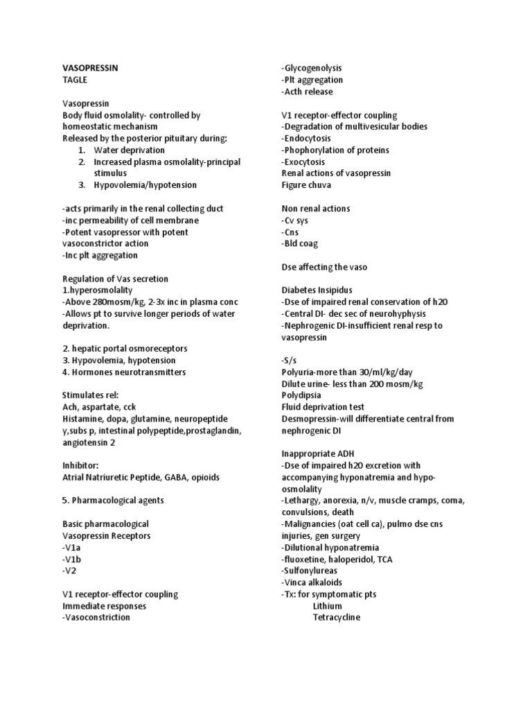 Vasopressin | PDF | Kidney | Pharmacology