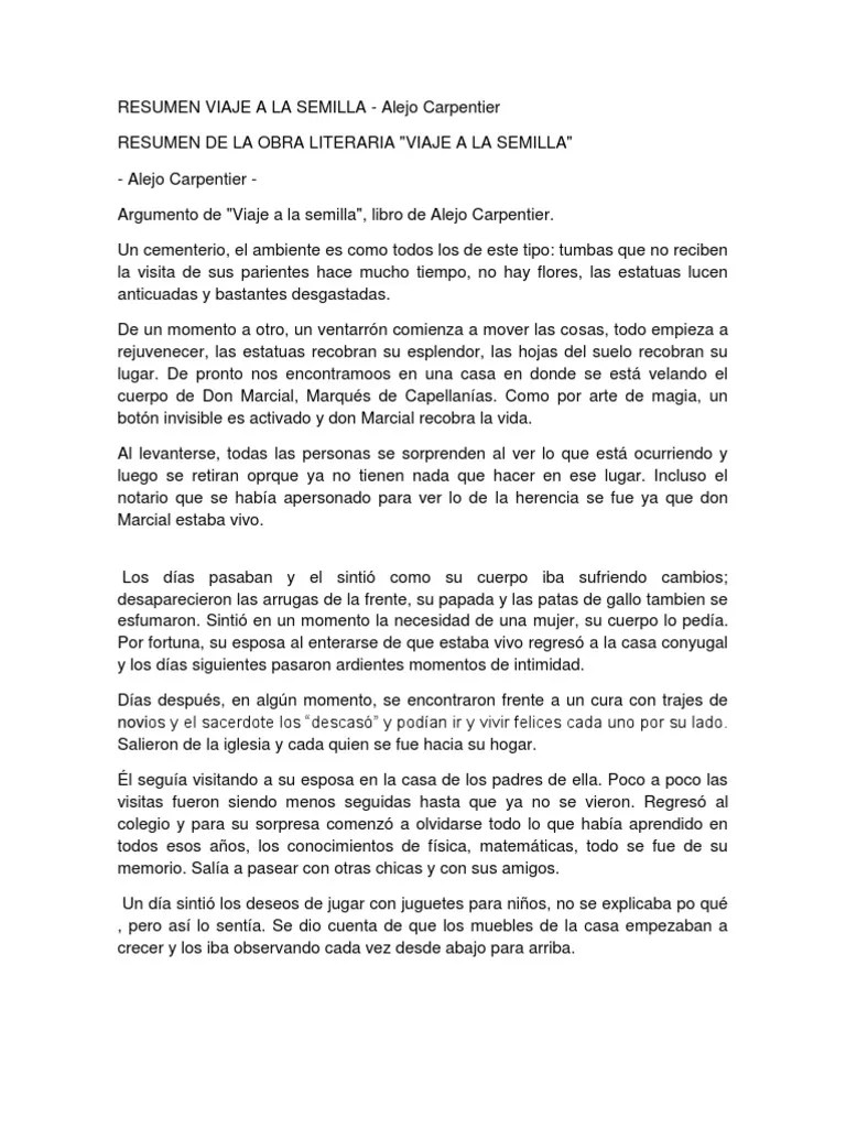 Viaje A La Semilla Resumen Por Capitulos