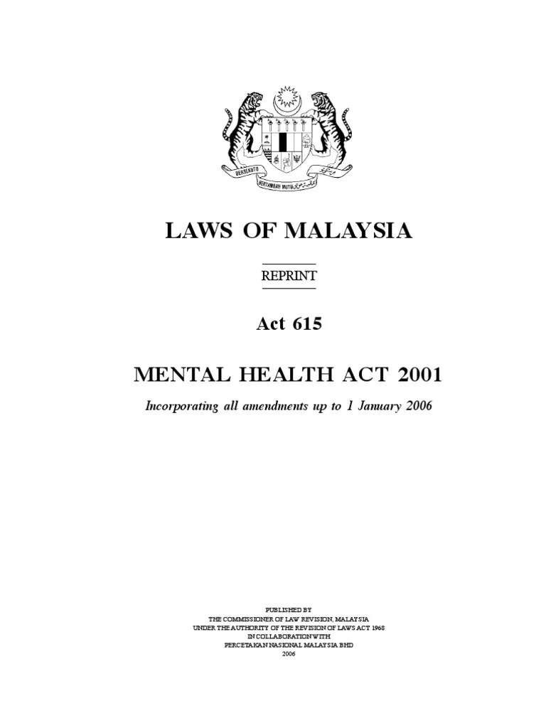Malaysia Mental Health Act 2001 Psychiatric Hospital Psychiatry