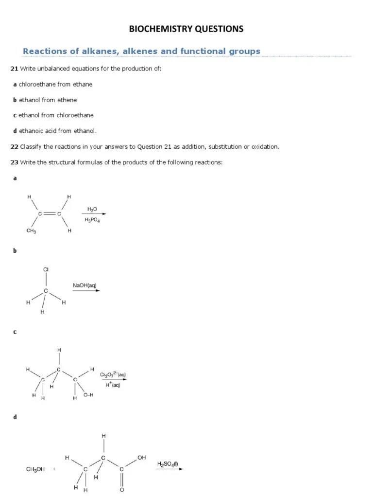 Biochemistry Questions Enzyme Amino Acid