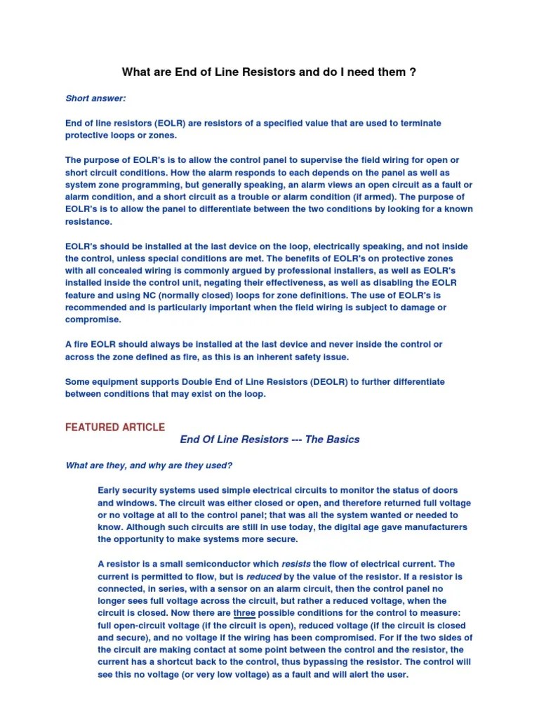 What Are End of Line Resistors and Do I Need Them PDF Resistor