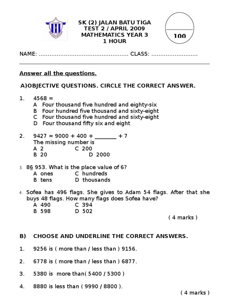 Soalan Google Form Matematik Tahun 3 destisuryak