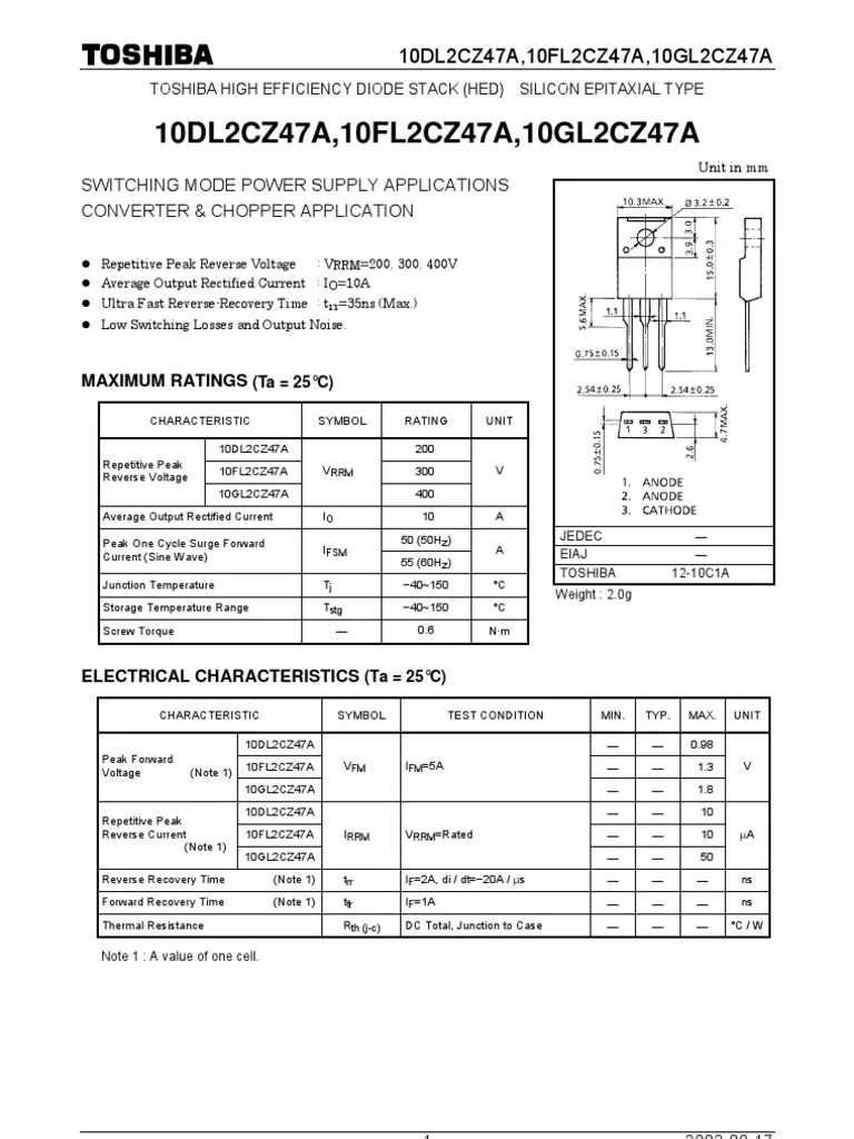 10dl2cz Diodo Doble Fuente Partida Chatarra PDF Reliability