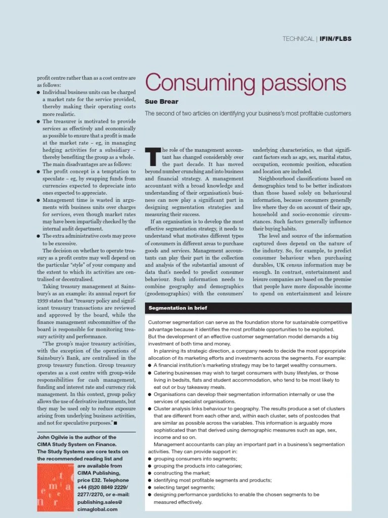 Consuming Passions Sue Brear PDF Market Segmentation Consumer Behaviour