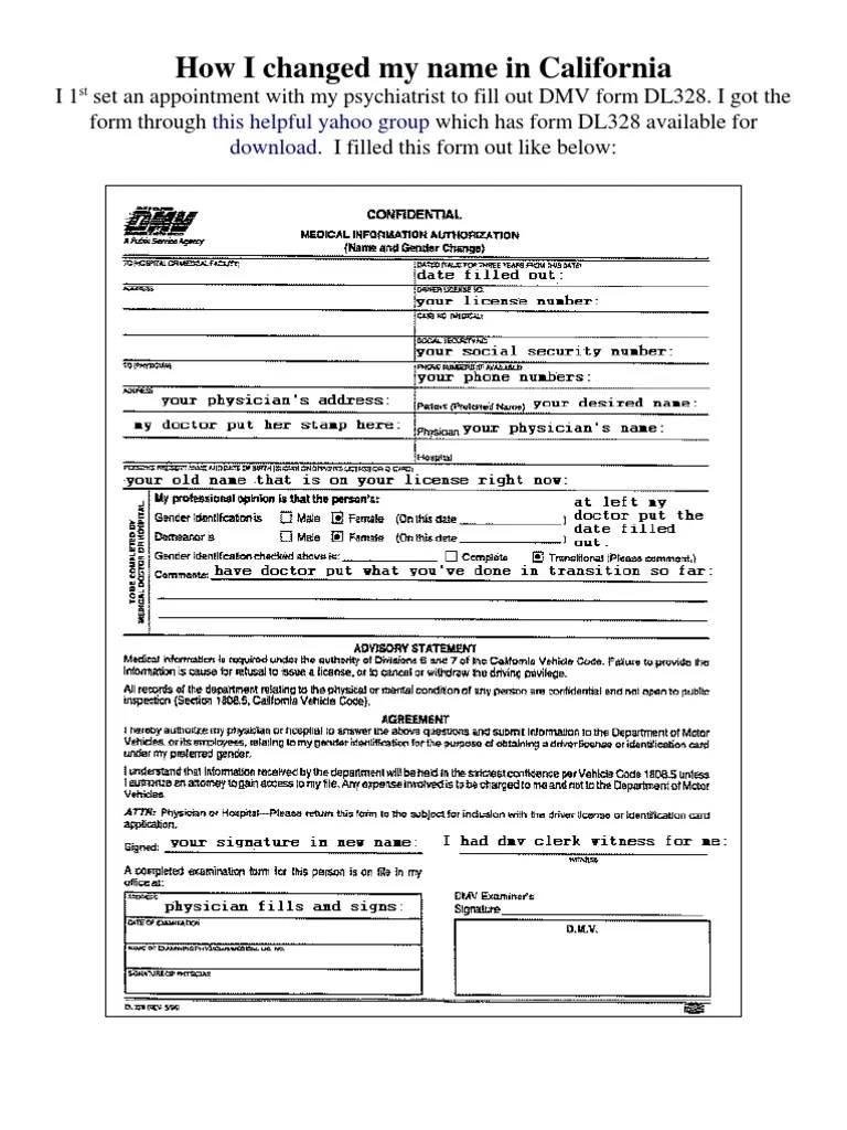 California Name Change Info Birth Certificate Department Of Motor