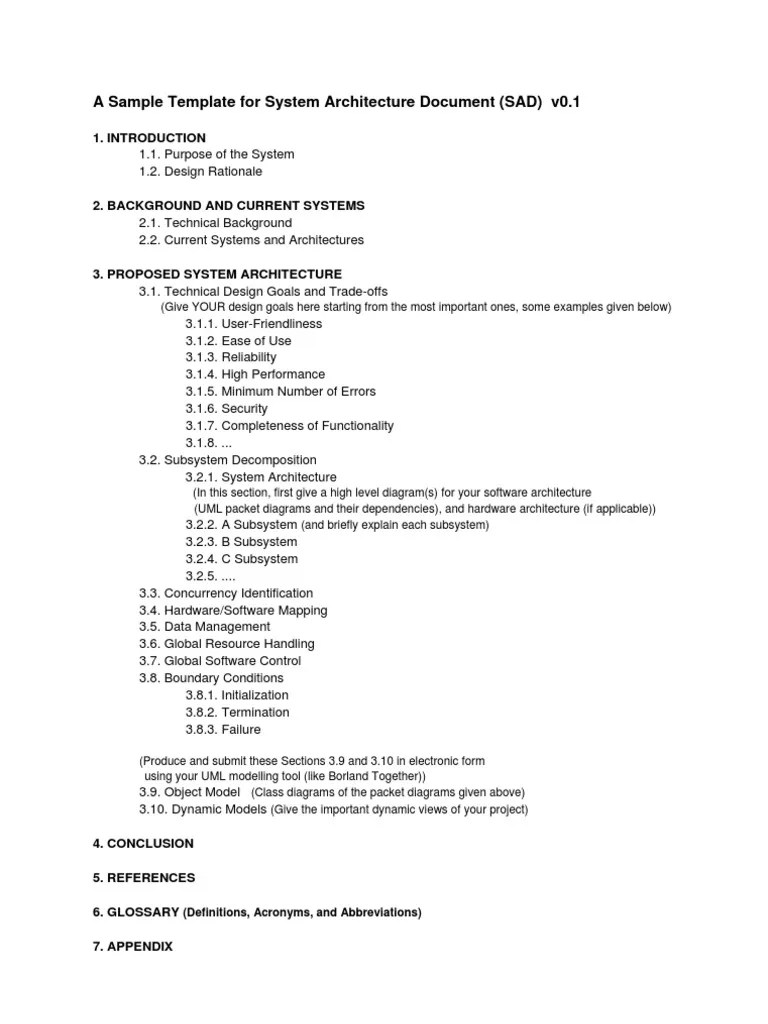 Software Architecture Document Template