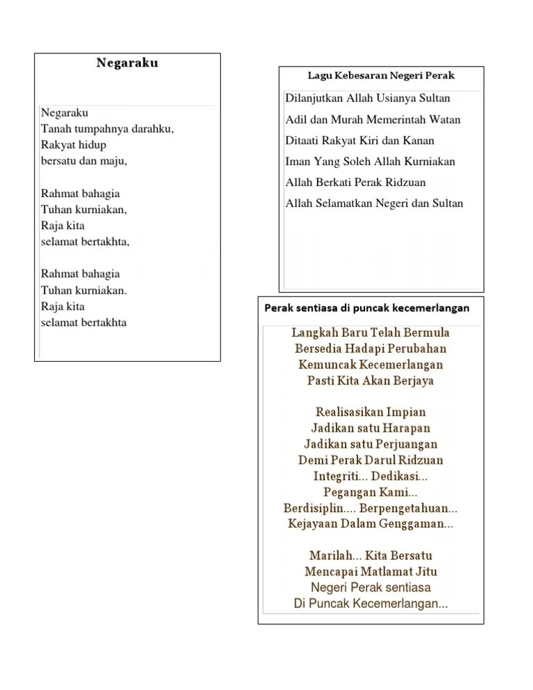 Lirik Lagu Negeri Perak kospiert