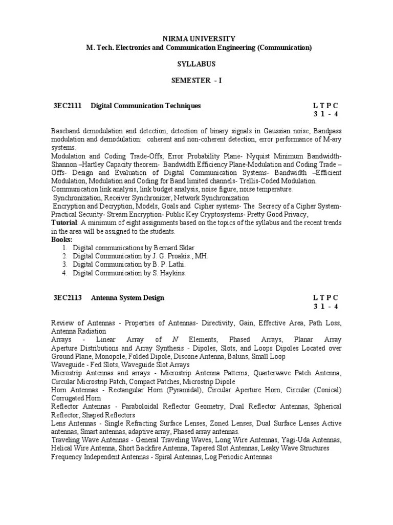 M Tech Ec Syllabus Satellite Computer Network