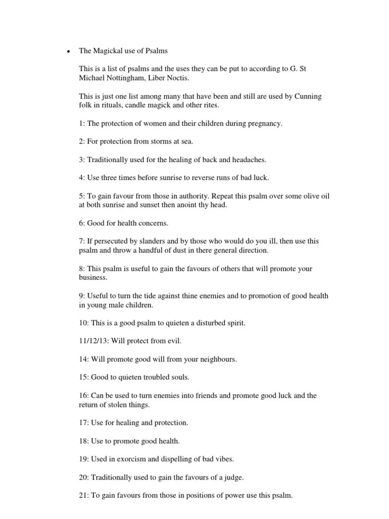 The Magickal Use of Psalms and Powders Powder (Substance) Magic