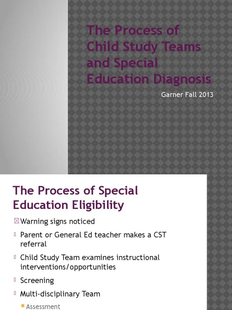 The Process of Child Study Teams and Special Individualized Education