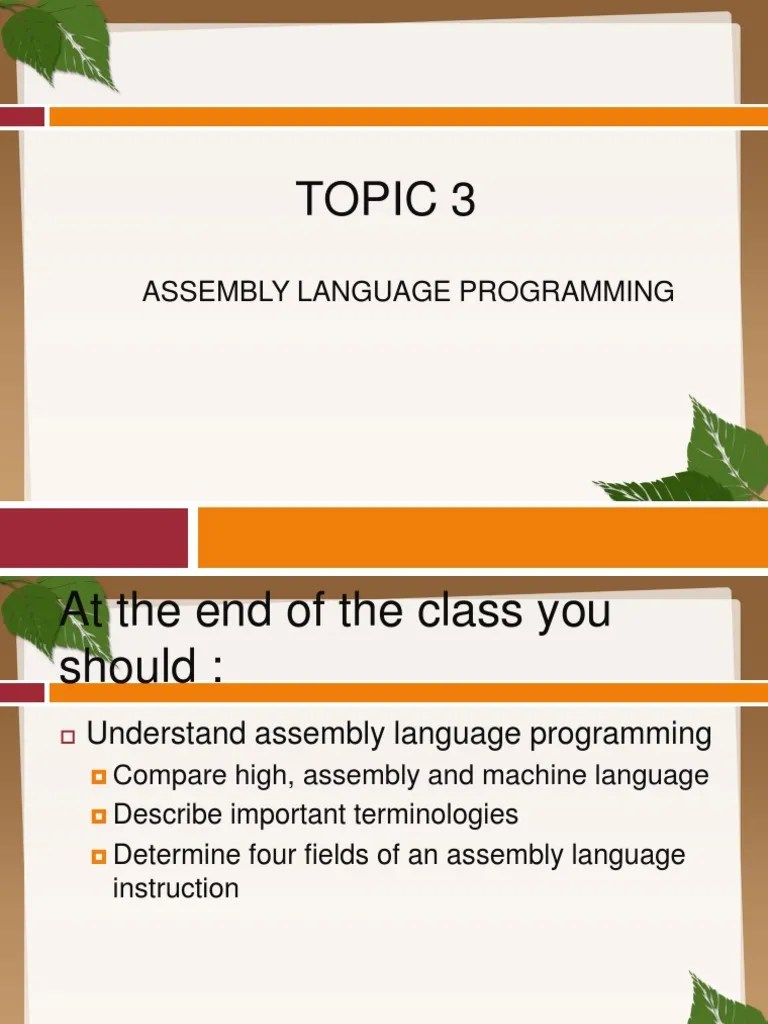 Chapter 3 ASSEMBLY LANGUAGE PROGRAMMING PDF Assembly Language