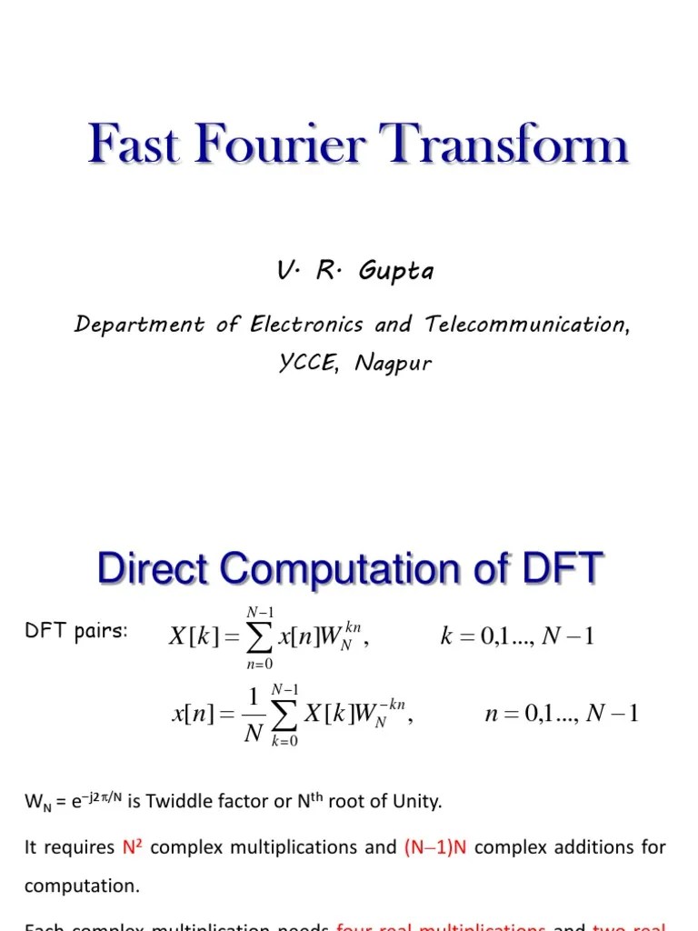 Dit FFT Fast Fourier Transform Discrete Fourier Transform