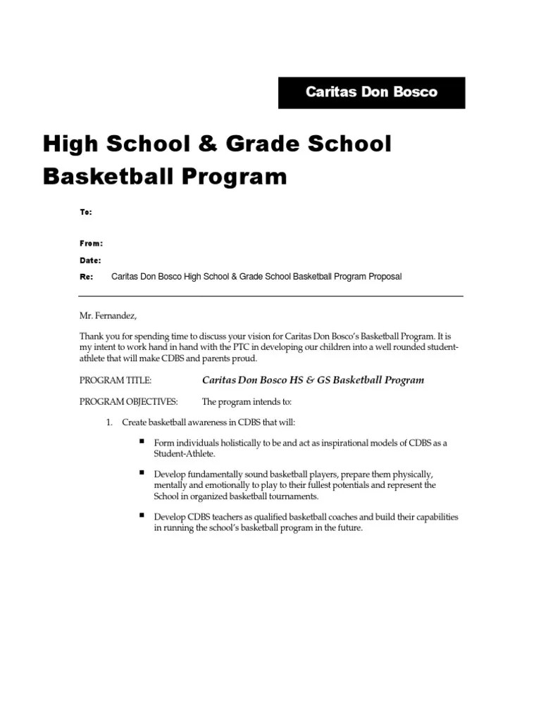 Sample Basketball Program Proposal Basketball