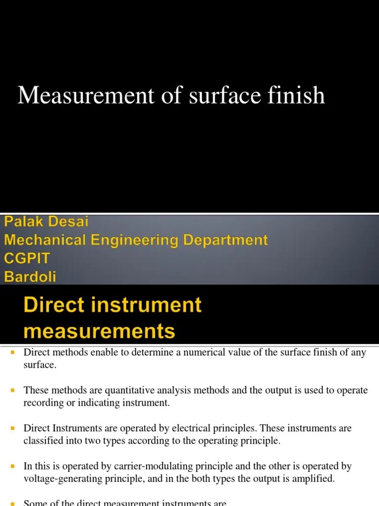 Measurement of Surface Roughness Surface Roughness