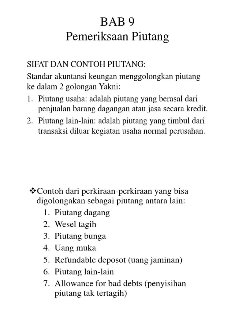 20 Contoh Kasus Audit Tentang Piutang