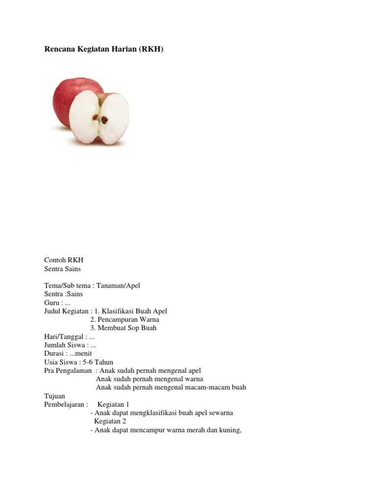 Contoh Rpph Paud Tema Tanaman Buah Seputar Buah