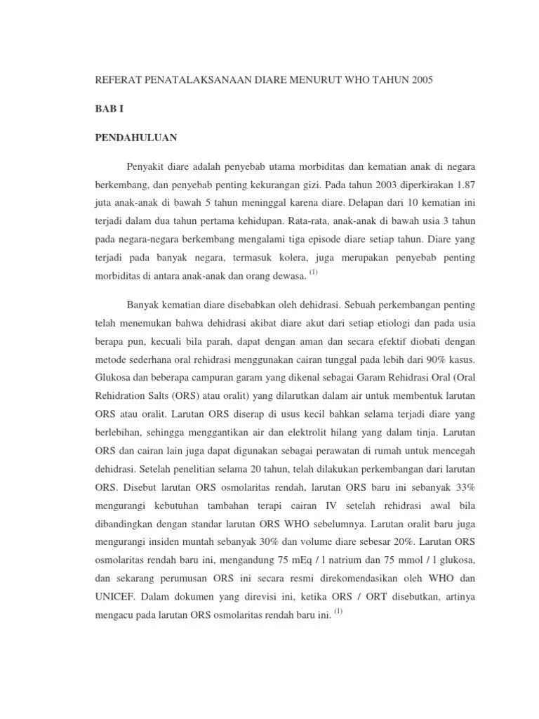 Referat Penatalaksanaan Diare Menurut Who Tahun 2005
