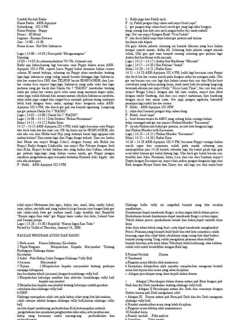 Contoh Naskah Radio