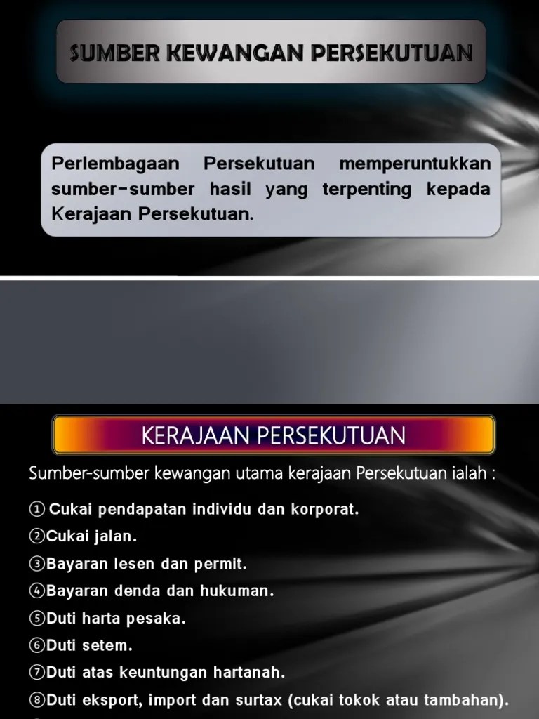 Sumber Kewangan Persekutuan (Pengajian Am Tingkatan 6 STPM)