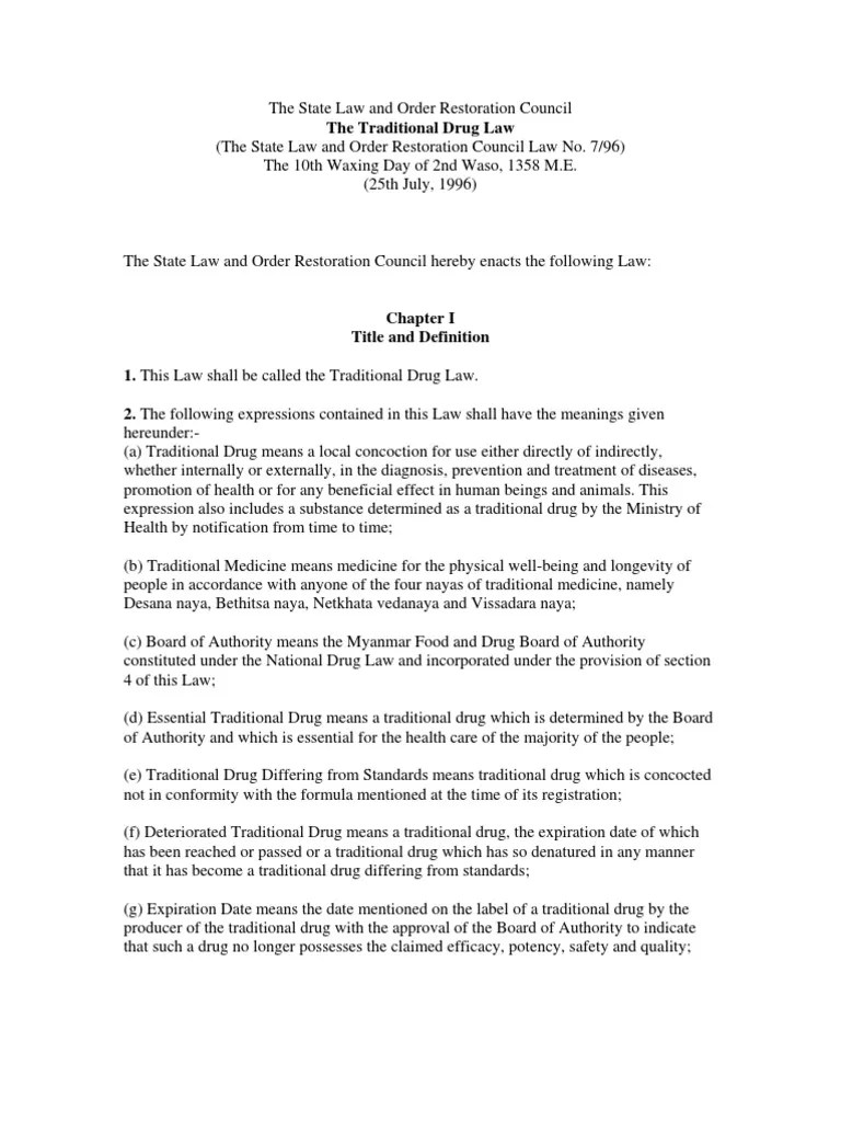 The Traditional Drugs Law Pharmaceutical Drug Medical Prescription