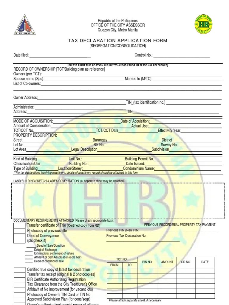 Tax Declaration Form 1 PDF