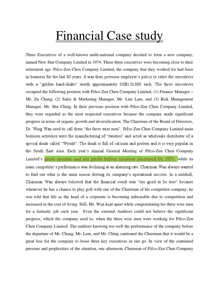 Financial Case Study PDF Banks Debt