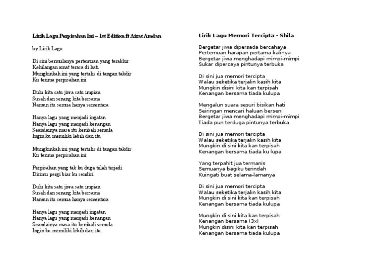 Lirik Lagu Perpisahan