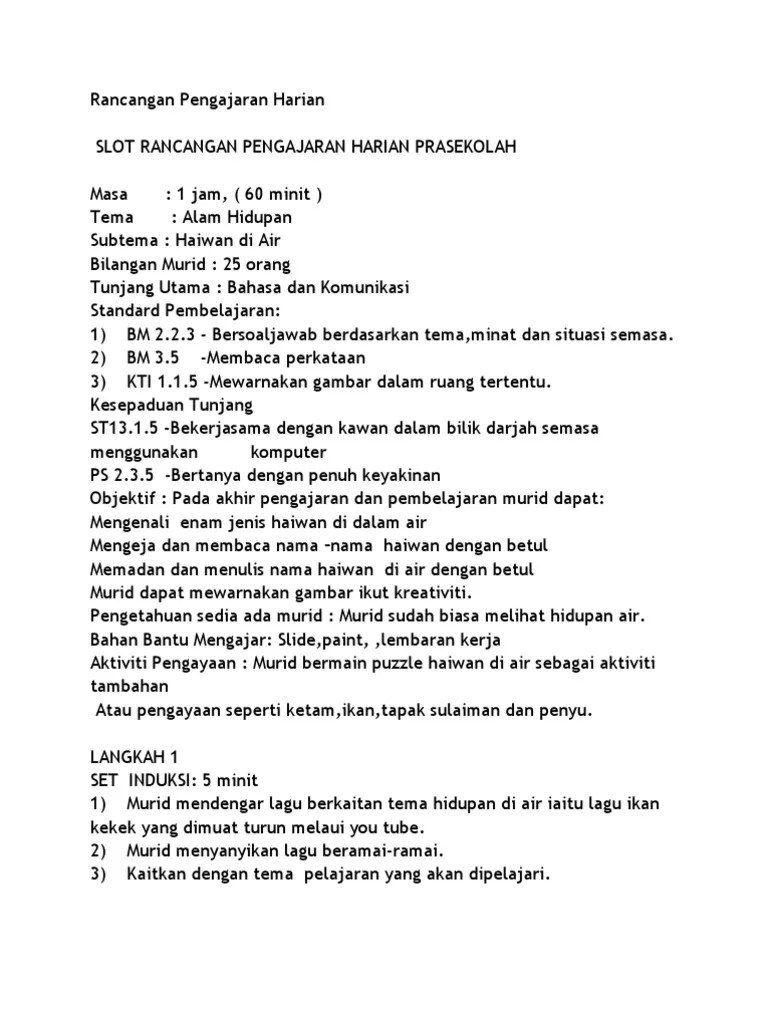 Rph Tema Kenderaan Air contoh rps haiwan