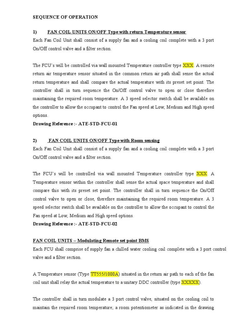BMS Sequence of Operations Hvac Air Conditioning