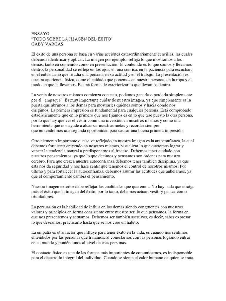 ENSAYO TODO SOBRE LA IMAGEN DEL ÉXITO” Imagen Comunicación Prueba