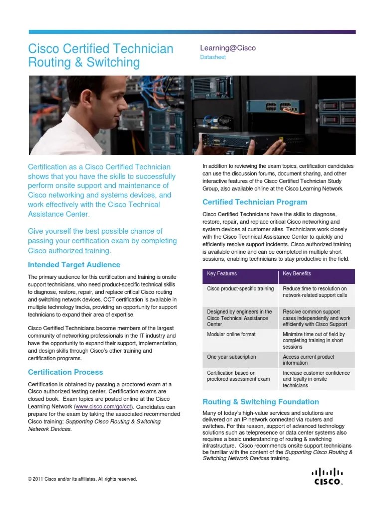 CCT Routing and Switching Datasheet PDF Professional Certification