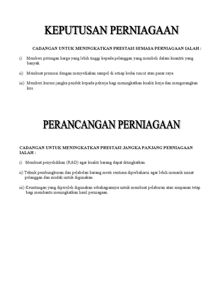 Cadangan Jangka Pendek Kerja Kursus Akaun Cadangan Untuk